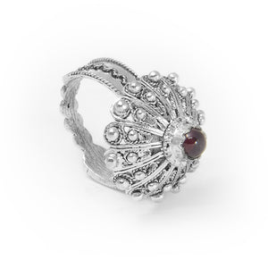 Anello bottone sardo granato La Grotta dei Preziosi