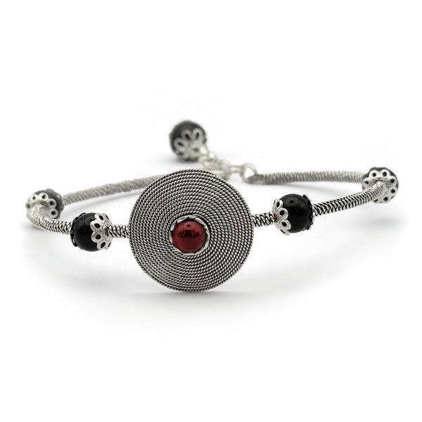 Bracciale in Filigrana Sarda a Tubicino con Corbula e Granato La Grotta dei Preziosi