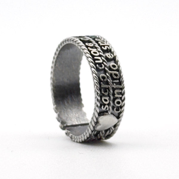 Fede Sarda Preghiera Argento o Dorato | Anello Sacro Cuore La Grotta dei Preziosi