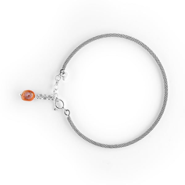 Bracciale semirigido in filigrana a tubicino con corallo La Grotta dei Preziosi