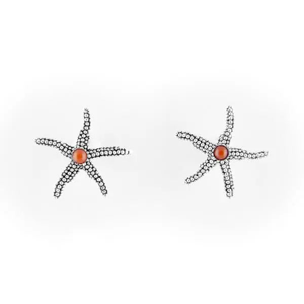 Orecchini stella marina con corallo
